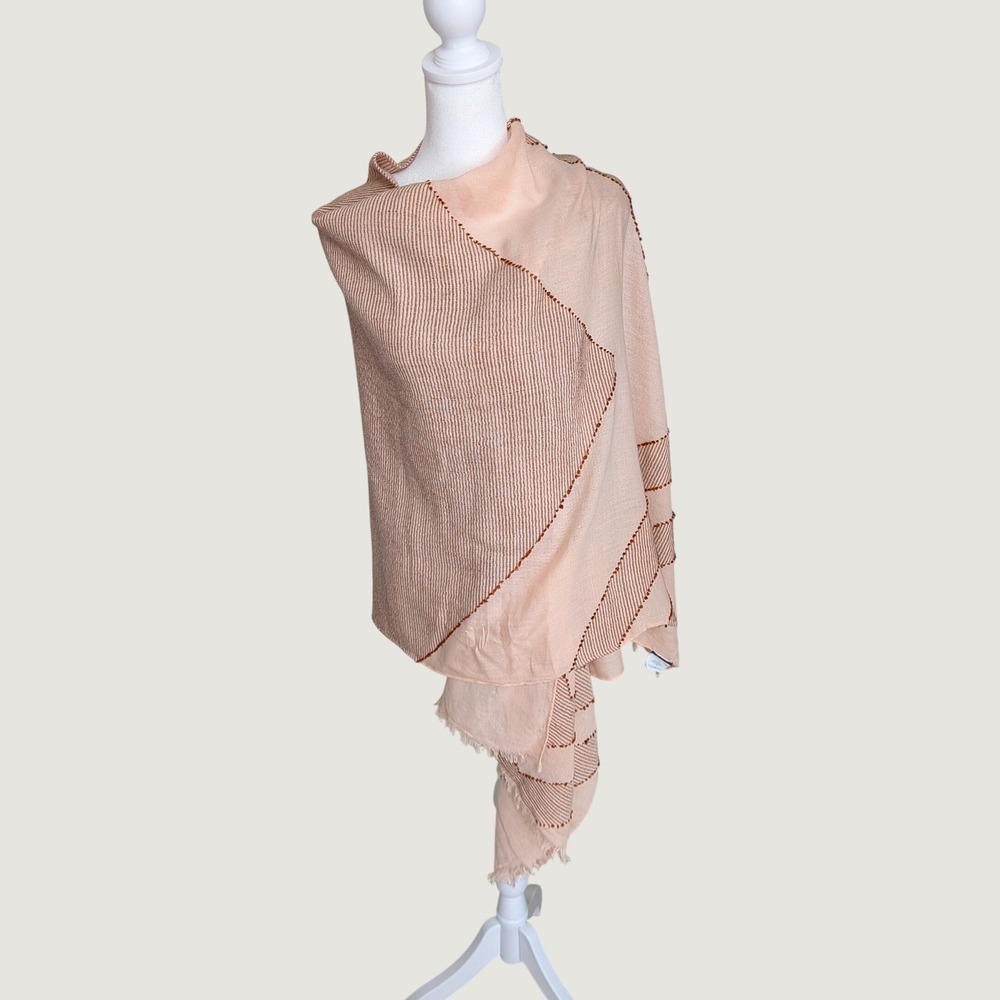 J. Crew Peach Pink Chevron Striped Oversized Wrap Scarf
